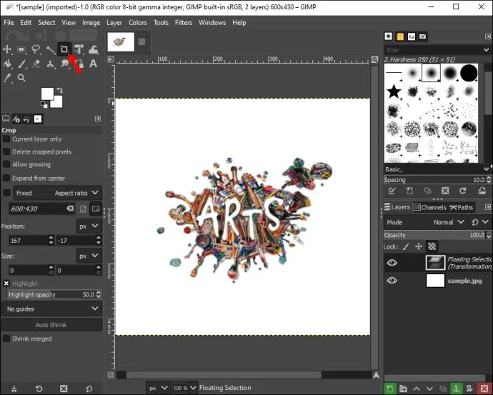 نحوه برش تصویر در GIMP