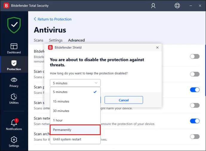 نحوه غیرفعال کردن Bitdefender به طور موقت یا دائم