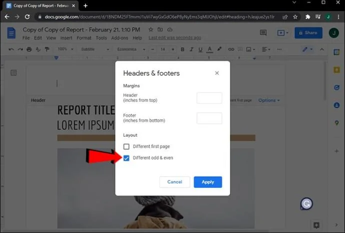 Jak tworzyć różne nagłówki dla różnych stron w Dokumentach Google
