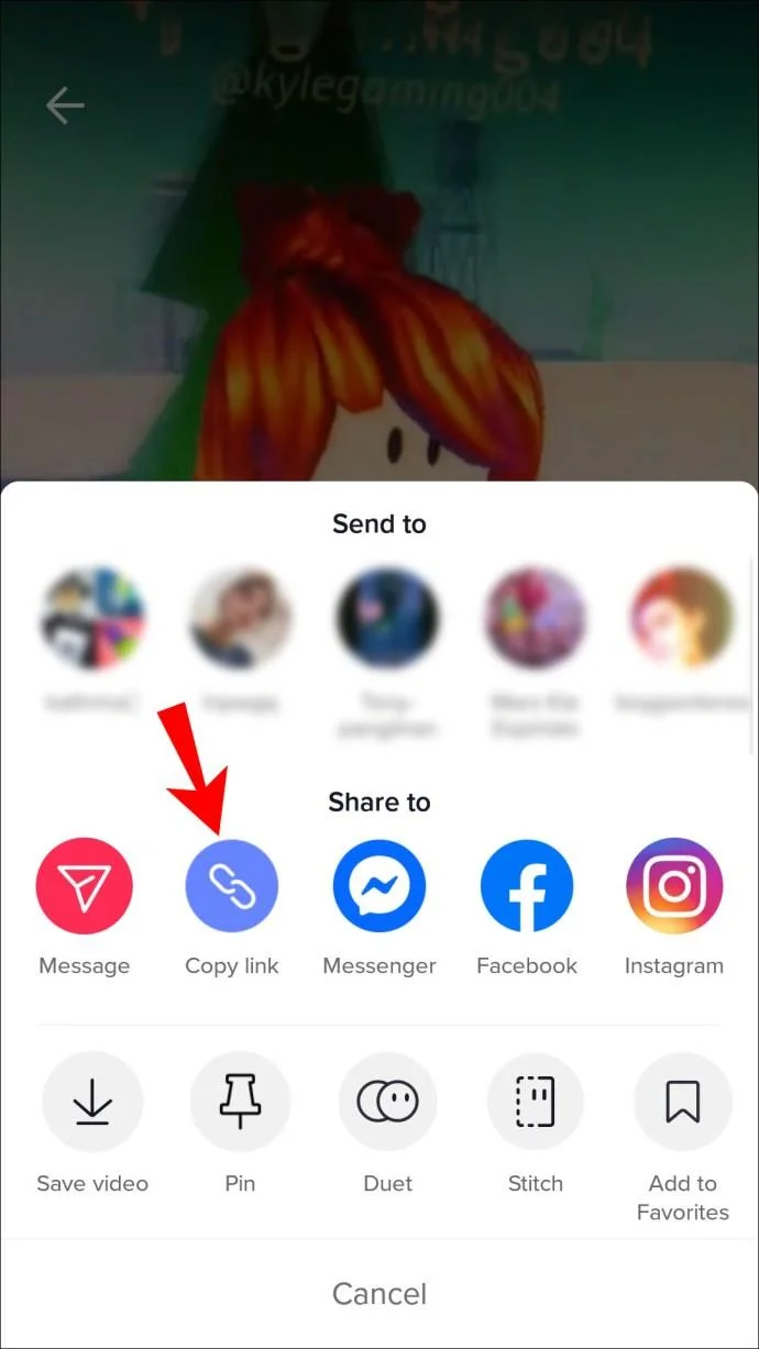 نحوه ارسال لینک به ویدیوی TikTok