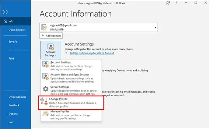نحوه ورود به چندین حساب Outlook