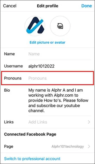 نحوه اضافه کردن ضمایر به اینستاگرام
