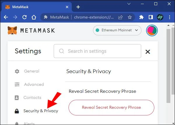 چگونه عبارت بازیابی مخفی خود را در MetaMask پیدا کنید