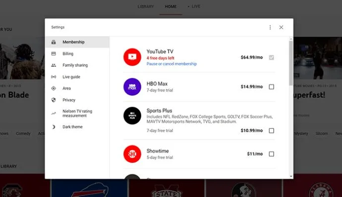 YouTube TV – نحوه افزودن کانال های پرمیوم