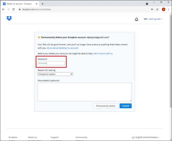 چگونه یک حساب Dropbox را حذف کنیم