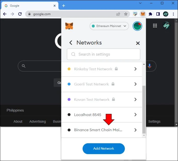 چگونه یک شبکه را از MetaMask حذف کنیم
