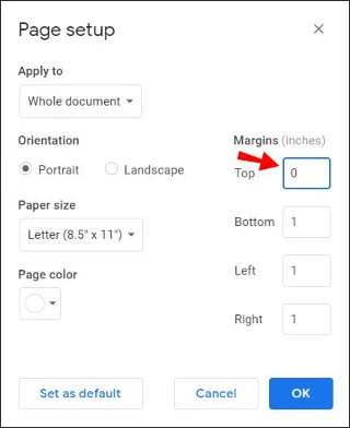 Jak usunąć nagłówek z Dokumentów Google