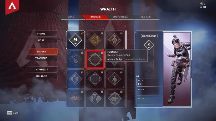 نحوه تجهیز نشان ها در Apex Legends
