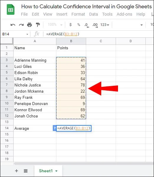نحوه محاسبه فاصله اطمینان در Google Sheets