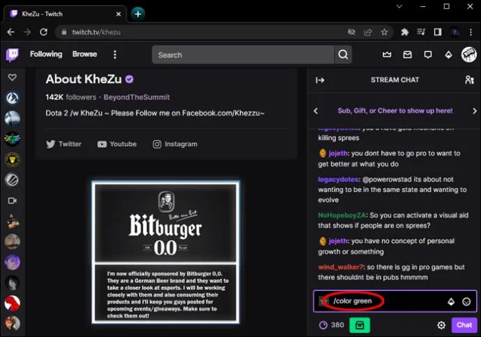 نحوه تغییر رنگ چت در Twitch به روش آسان