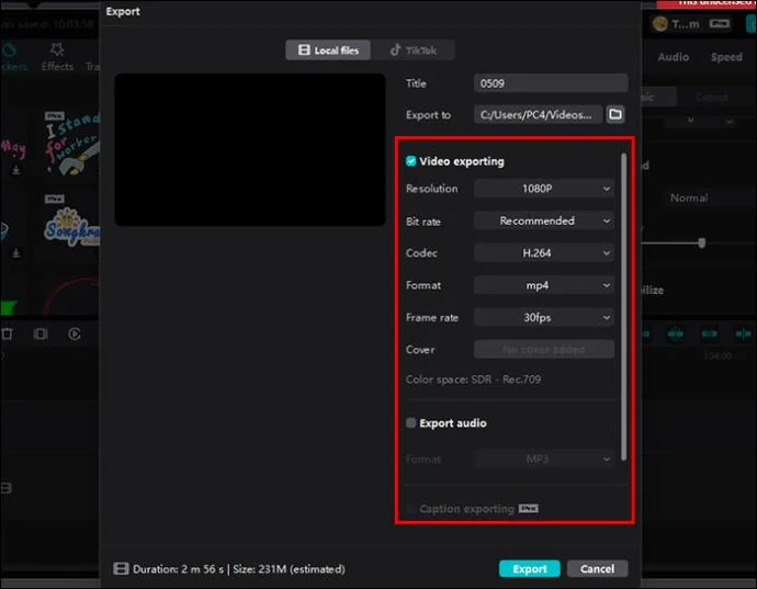 Ajuster la résolution dans CapCut PC
