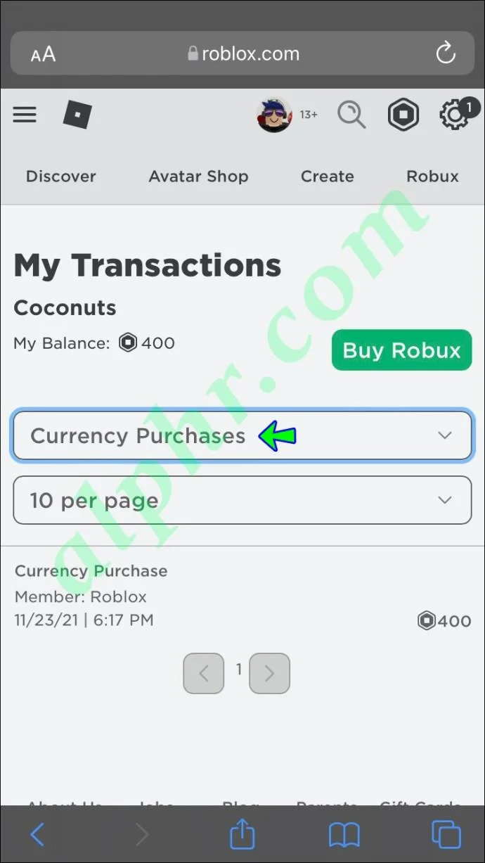 نحوه مشاهده تاریخچه خرید در Roblox