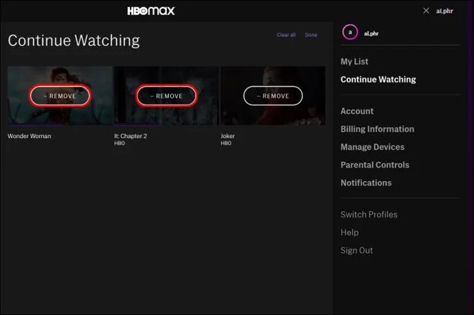 نحوه پاک کردن ادامه تماشا در HBO Max
