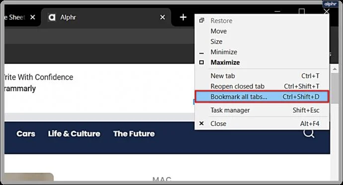 Chrome ですべてのタブを保存する方法