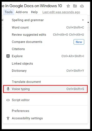 Comment taper avec votre voix dans Google Docs