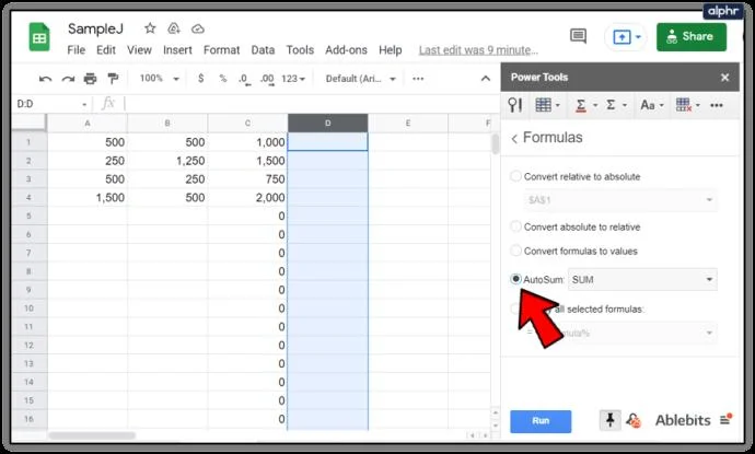 نحوه اعمال فرمول ها برای کل ستون ها در Google Sheets