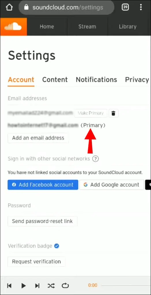 تنظیم آدرس ایمیل اصلی در Android