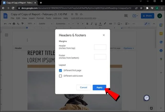 Jak tworzyć różne nagłówki dla różnych stron w Dokumentach Google