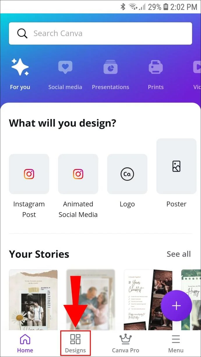 نحوه تغییر به چشم انداز در Canva
