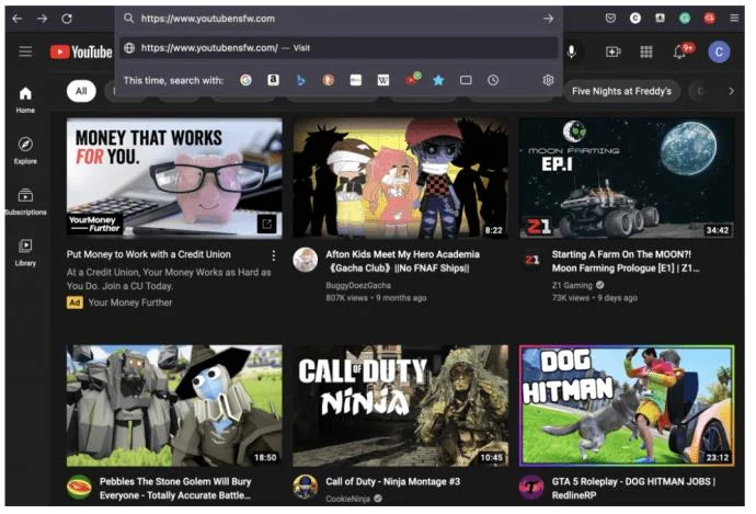 Accediendo a YouTube NSFW