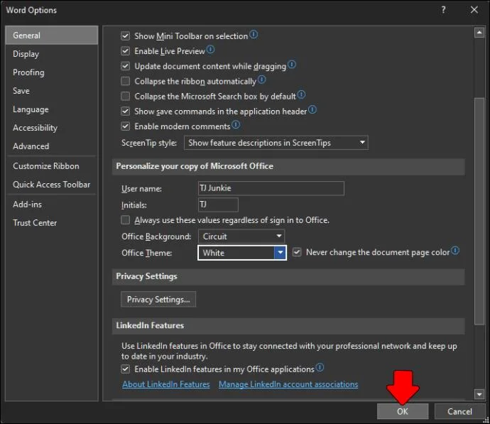 Jak wyłączyć tryb ciemny w programie Microsoft Word