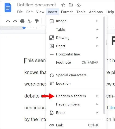Jak usunąć nagłówek z Dokumentów Google