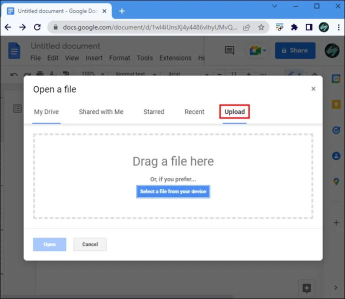 نحوه باز کردن یک فایل DOCX با Google Docs