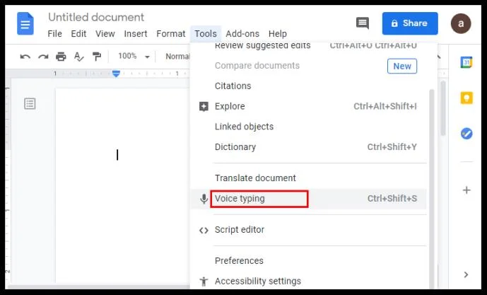 Comment taper avec votre voix dans Google Docs