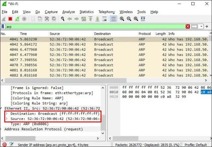 چگونه آدرس مک را با WireShark پیدا کنیم