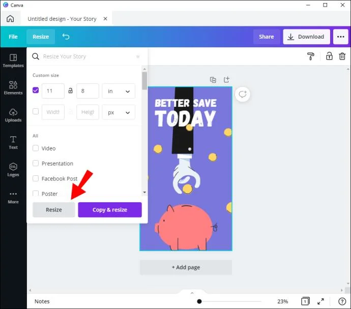 نحوه تغییر به چشم انداز در Canva