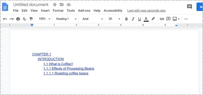 نحوه اضافه کردن فهرست مطالب به Google Doc
