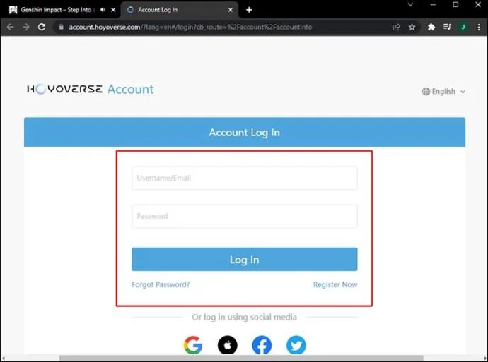 نحوه تغییر آدرس ایمیل و رمز عبور Genshin Impact