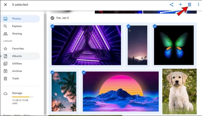 Verwijder geselecteerde foto's