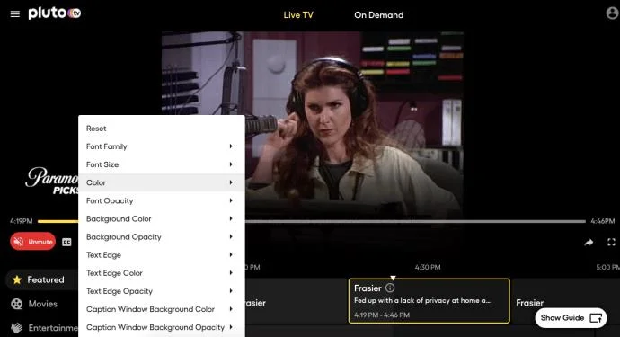 Cara Mengaktifkan atau Menonaktifkan Teks Tertutup di Pluto TV