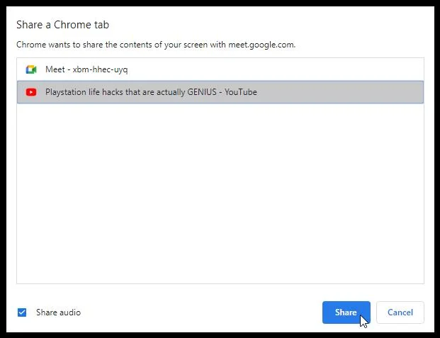 Google Meetで音声を共有する方法