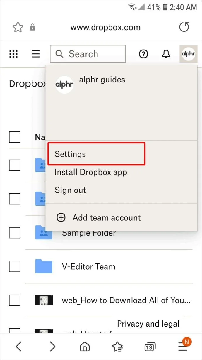 چگونه یک حساب Dropbox را حذف کنیم