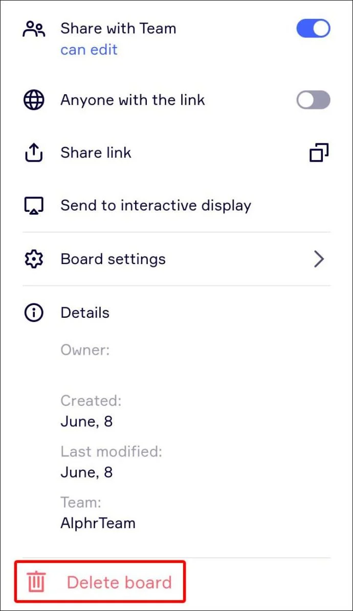 چگونه یک برد را در Miro حذف کنیم چگونه یک برد را در Miro حذف کنیم