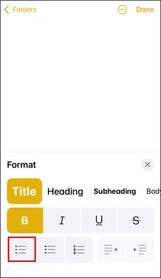 نحوه ایجاد نقطه گلوله در Apple Notes