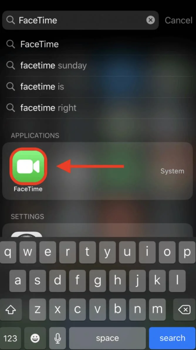 باز کردن برنامه FaceTime