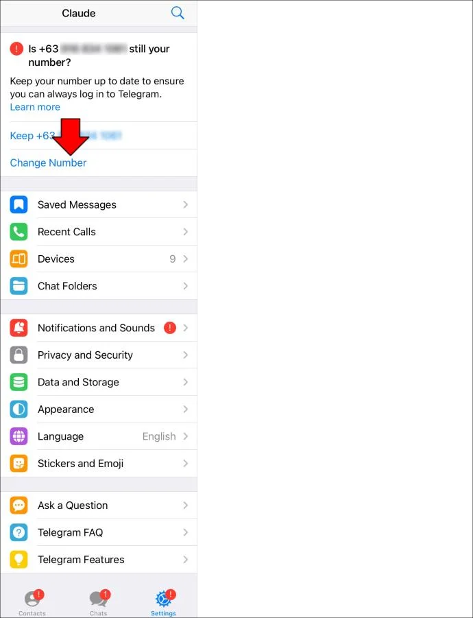 टेलीग्राम में अपना नंबर कैसे बदलें