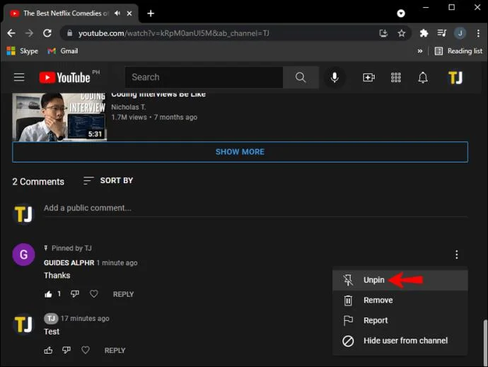 Come bloccare un commento su YouTube