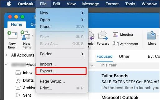 Como exportar todos os e-mails do Outlook