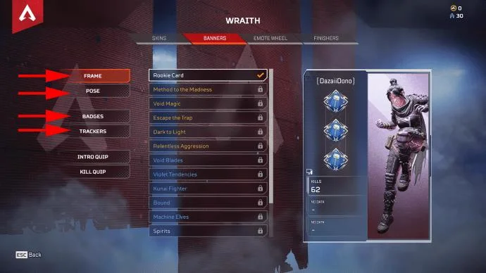 نحوه تجهیز نشان ها در Apex Legends