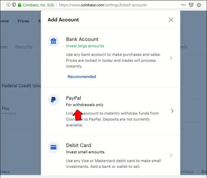 نحوه برداشت به PayPal از حساب Coinbase