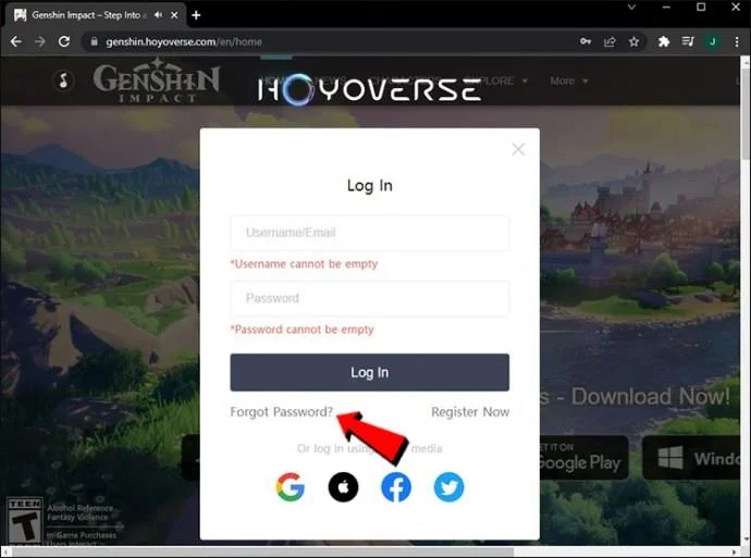 نحوه تغییر آدرس ایمیل و رمز عبور Genshin Impact