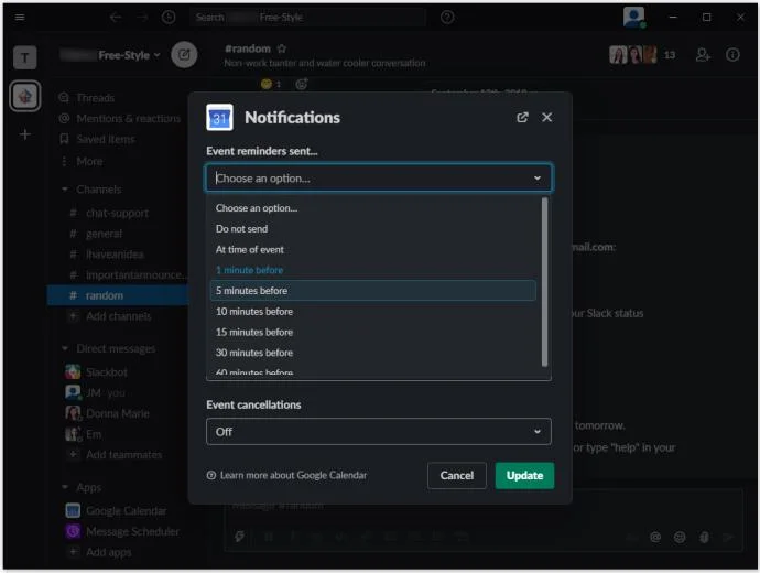 چگونه تقویم گوگل را به Slack اضافه کنیم
