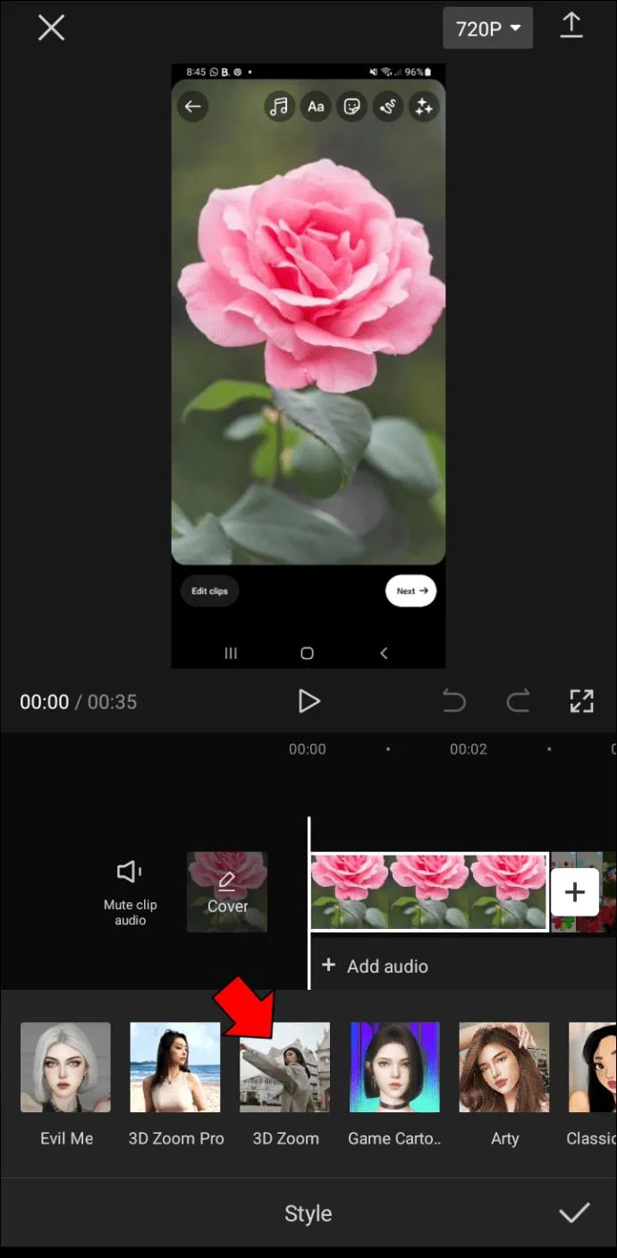 نحوه استفاده از جلوه زوم با CapCut