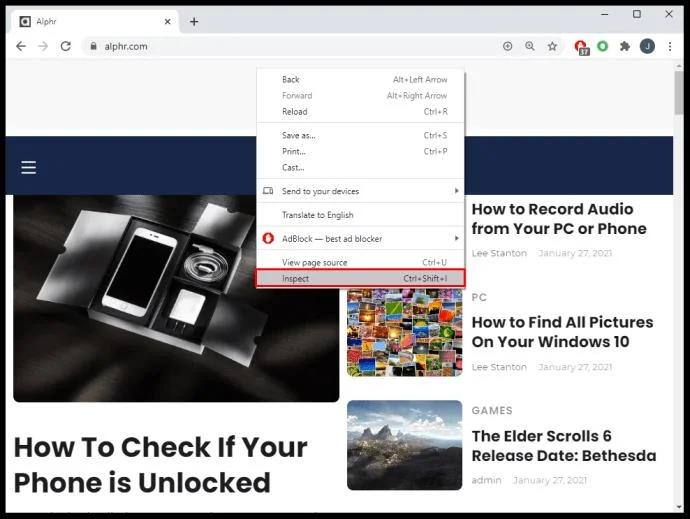 نحوه استفاده از Inspect Element