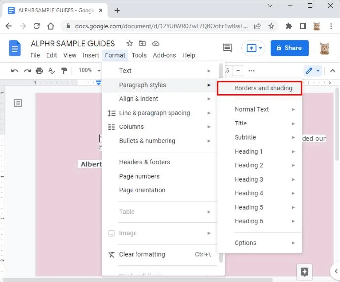 نحوه تغییر رنگ پس زمینه در Google Doc