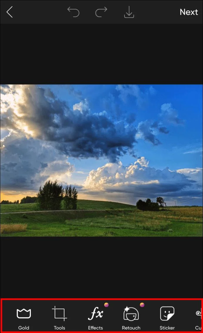 Modification d'image dans Picsart